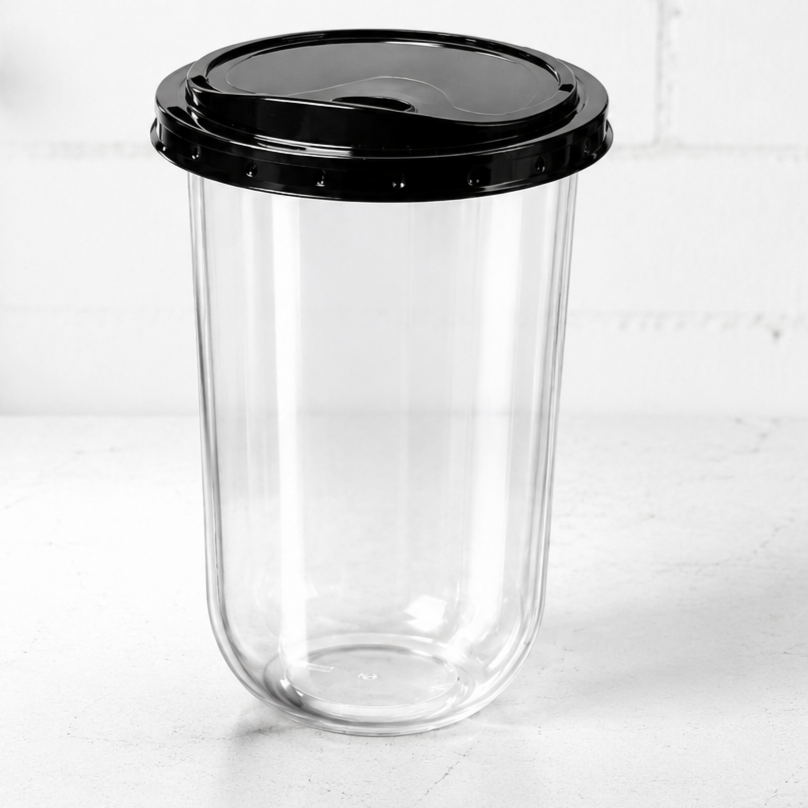 لیوان آیس pp 450 با درب تخت مشکی ۱۰۰۰ عددی