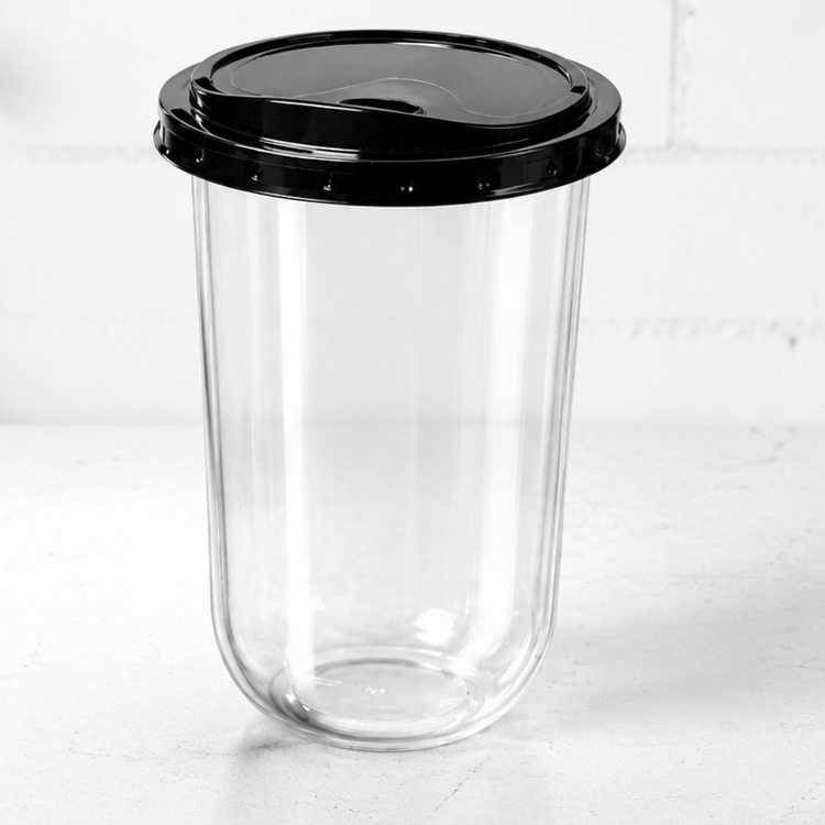 لیوان آیس pp 450 با درب تخت مشکی ۱۰۰۰ عددی - (Cupo) - لیوان آیس