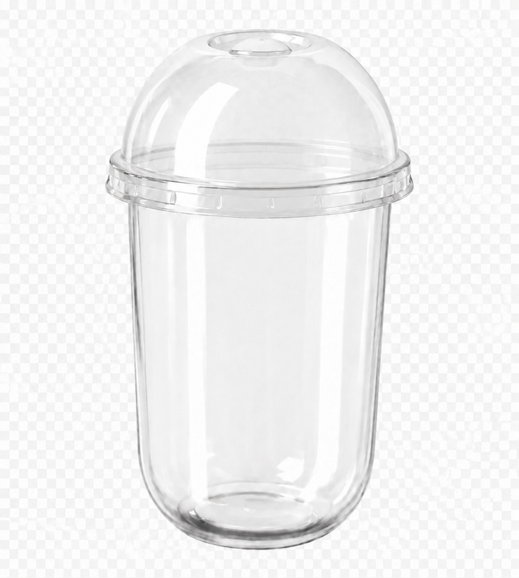 لیوان آیس pp 450 یوکاپ با درب تخت مشکی و حبابی ۱۰۰۰ عددی