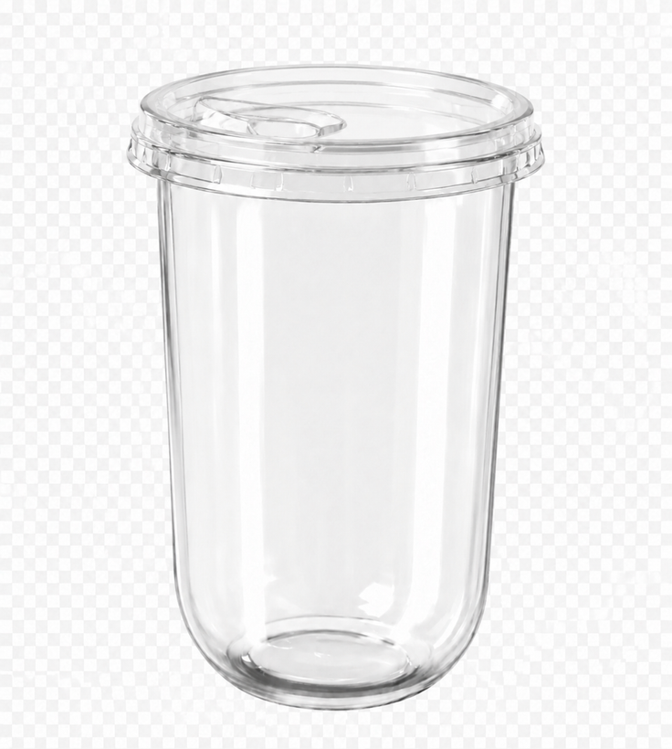 لیوان آیس pp 450 یوکاپ با درب تخت مشکی و حبابی ۱۰۰۰ عددی