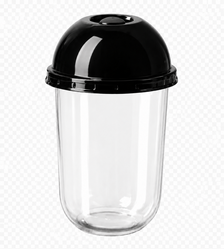 لیوان آیس pp 450 یوکاپ با درب تخت مشکی و حبابی ۱۰۰۰ عددی